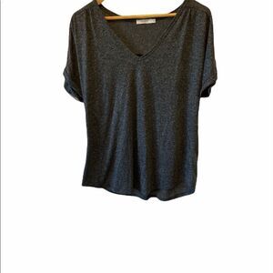 RICKIS Grey Linen&Cotton Blend Metallic Flex Tee L
